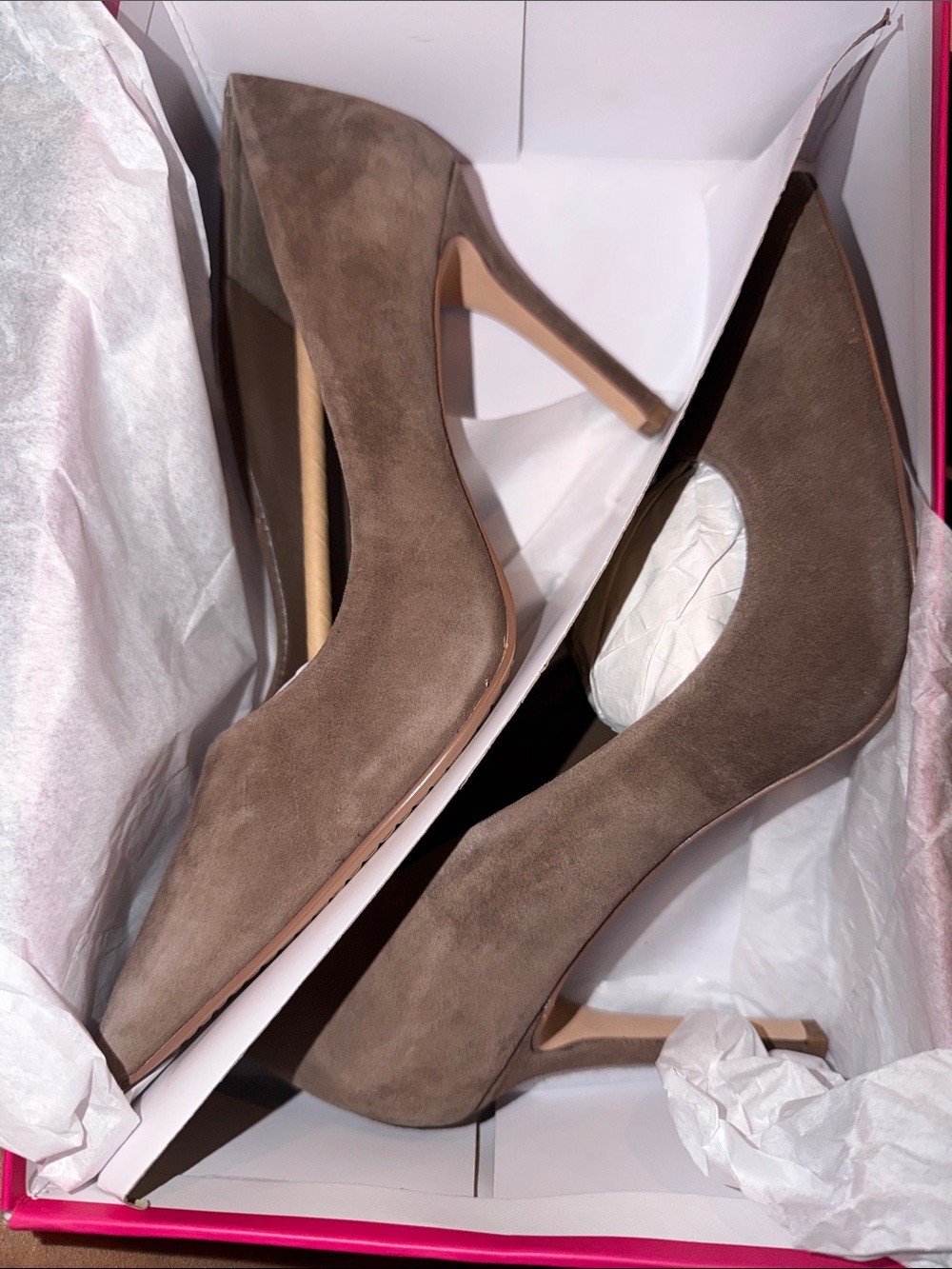 Vince Camuto Taupe Suede Pointed Toe Stiletto Pumps
